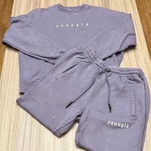 YoungLA Love Sweat Set Size Small/X-Small in Washed Purple Color #5099